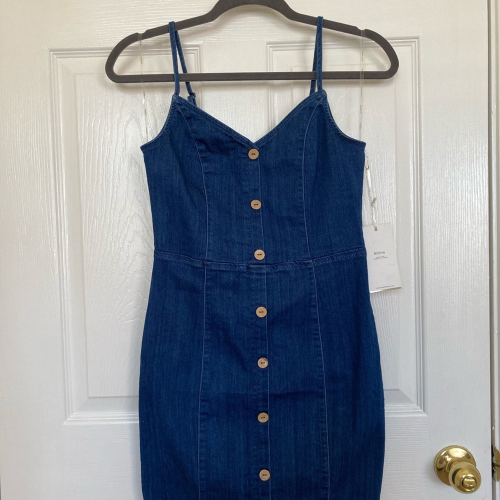 Blāshe Dark Denim Dress with Button Details
